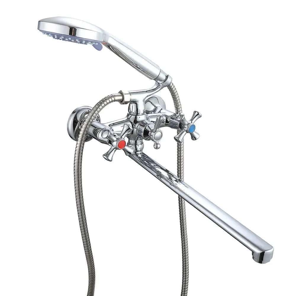 Смеситель для ванны Wezer VRL720-12 двухвентильный с ручной лейкой Хром (SQ-1056368)