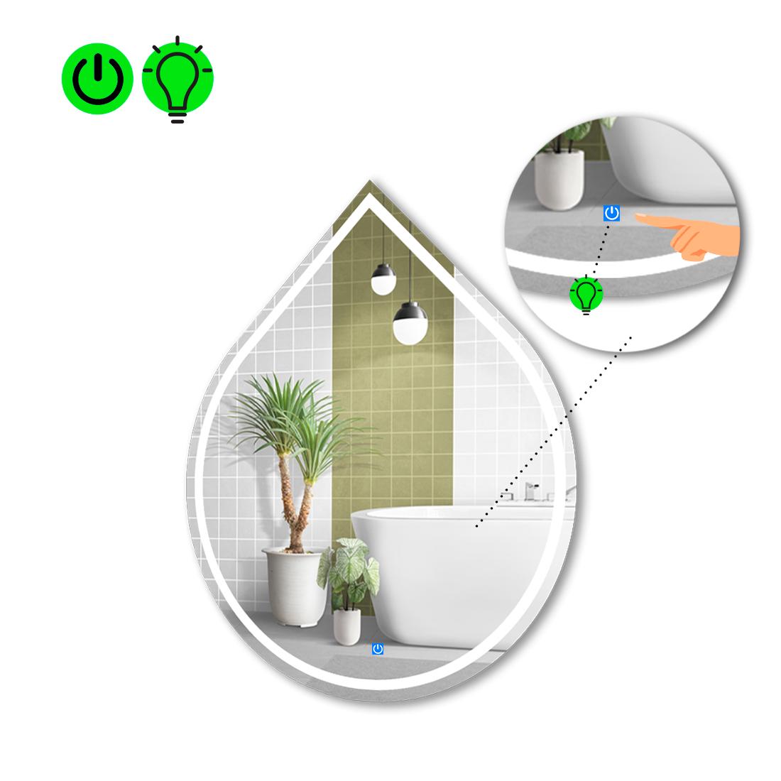 Зеркало с LED подсветкой Goccia 1 с сенсорной кнопкой управления 120x96 см