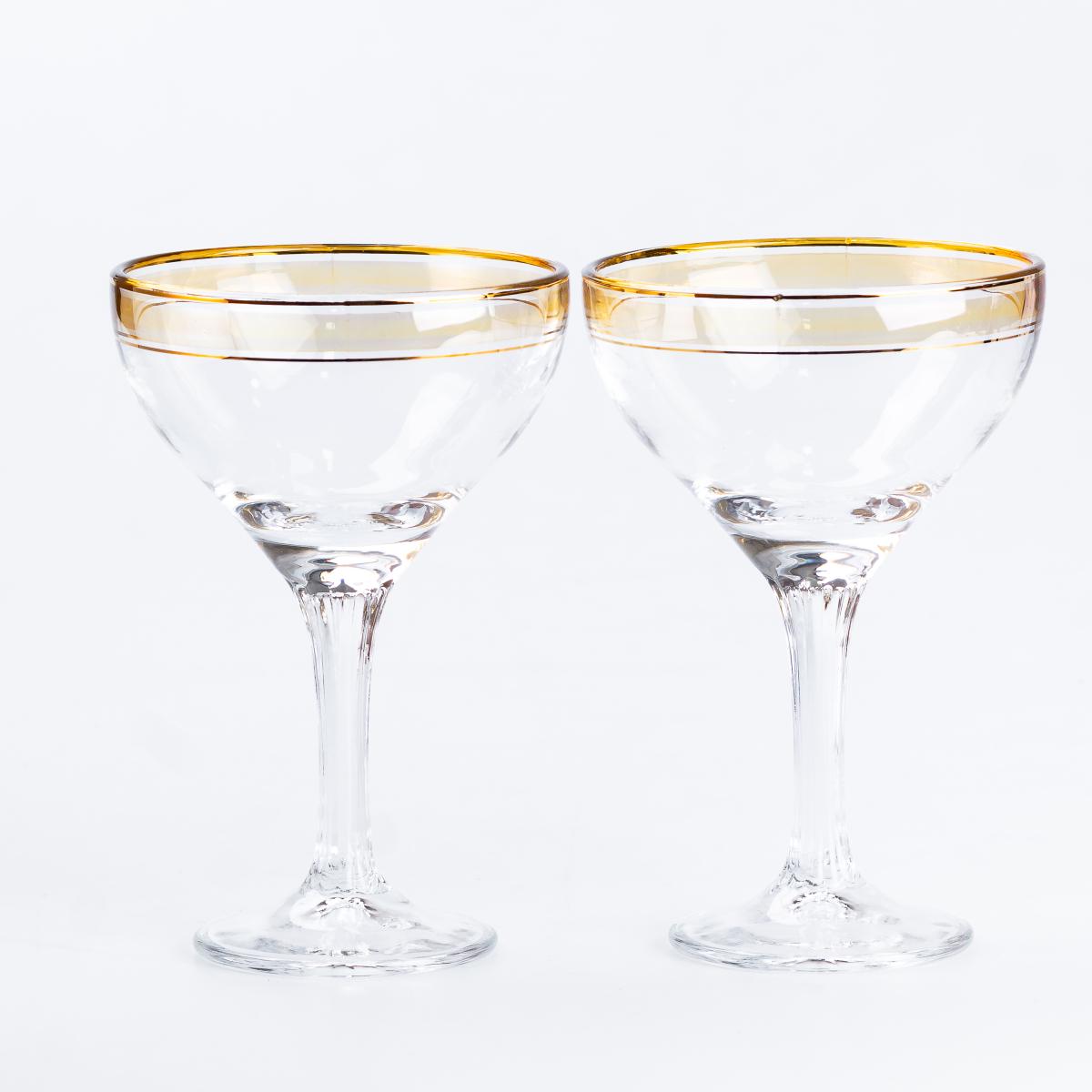 Набор бокалов для фигурных коктейлей на высокой ножке 290 мл 2 шт. Желтый (HP544)