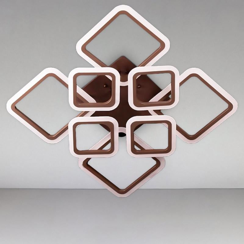 Стельова люстра LED з димером Light House SL-18183/4+4 COFFE 192W DIMMER 3000-6000 H140хL600хW610 мм Кавовий