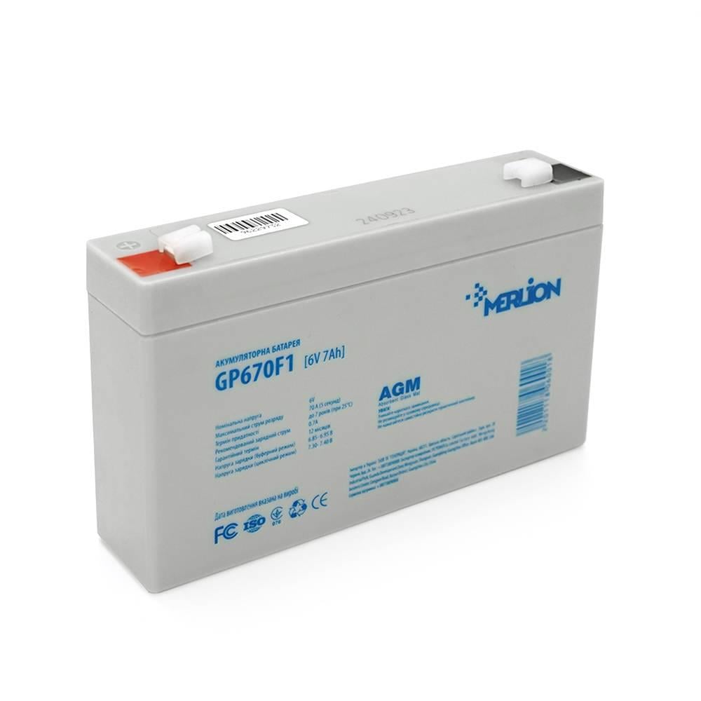 Акумулятор Merlion AGM GP670F1 6V 7Ah 1,03 кг 150х35х95 мм Grey (33714)