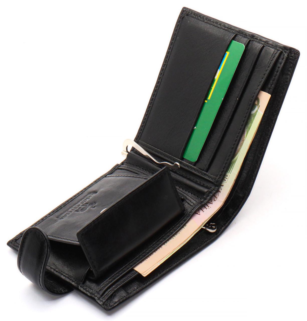 Портмоне мужское Marco Coverna кожаное с зажимом для денег Черный (MC-2006H-1) - фото 6