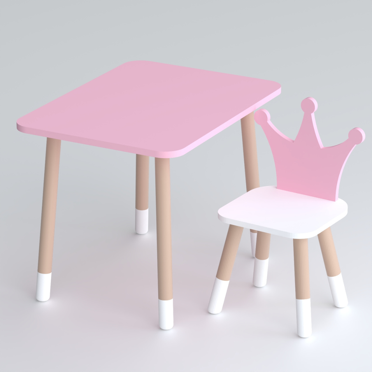 Детский комплект столик и стульчик Корона 46х60х45 см Розовый (АК-456444)