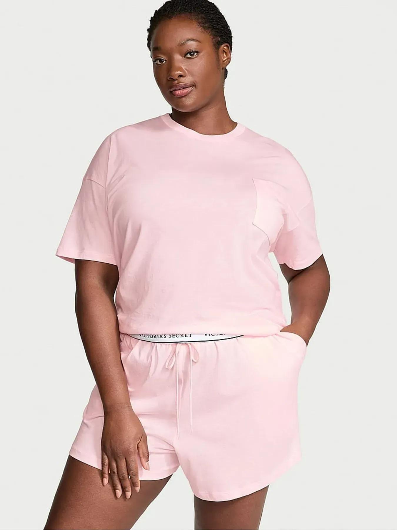 Пижама котоновая Victoria's Secret 100% Cotton Short Pajama Set XS Розовый (2671419D)