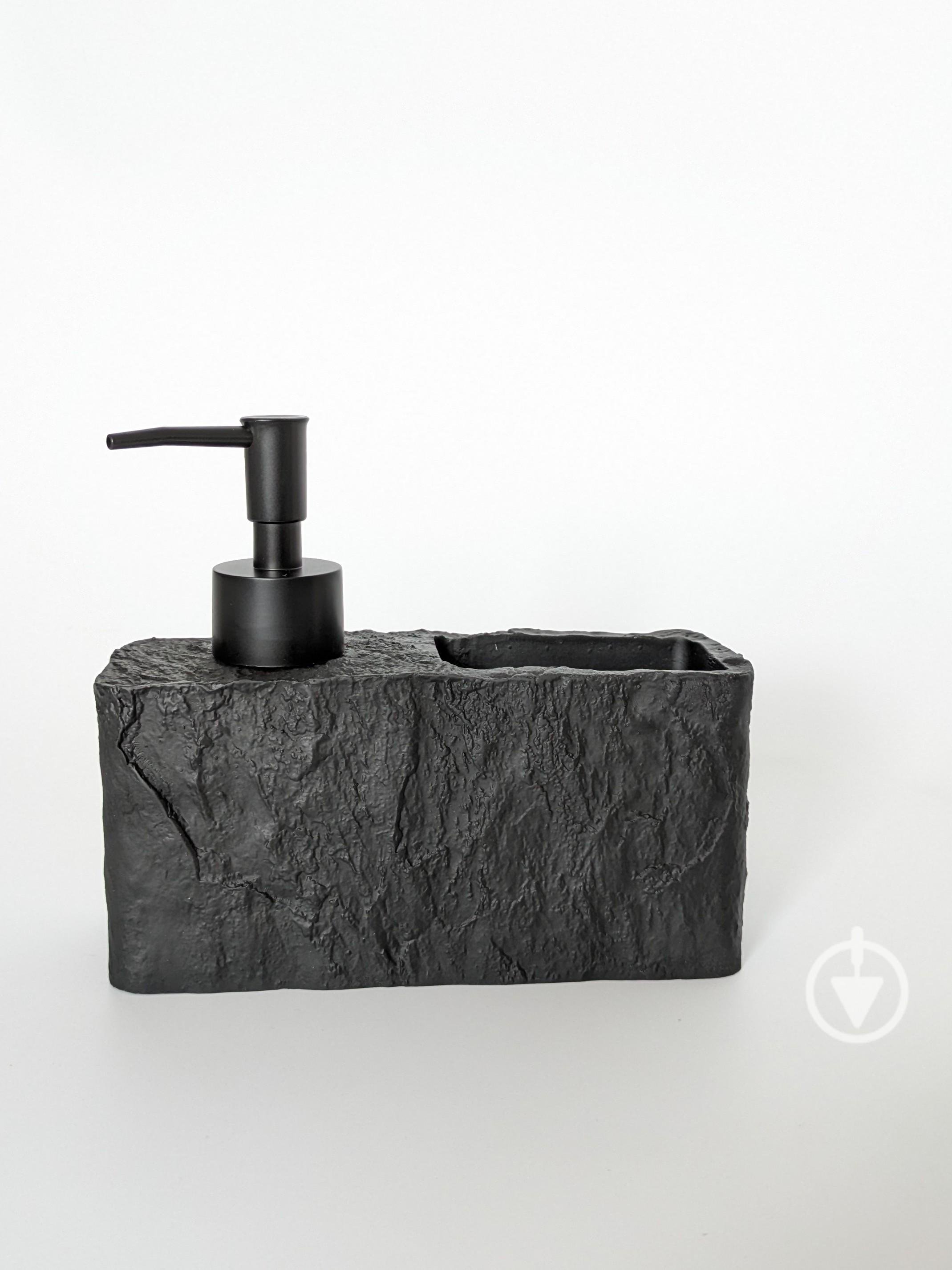 Дозатор кухонный для моющего средства с местом для губки под камень Черный (2040)