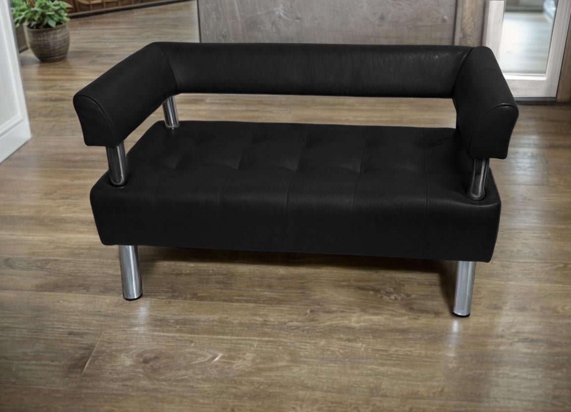 Диван офісний Tobi Sho Комфорт зі спинкою та підлокітниками 1000x530x750 мм шкірозамінник Чорний (2230)