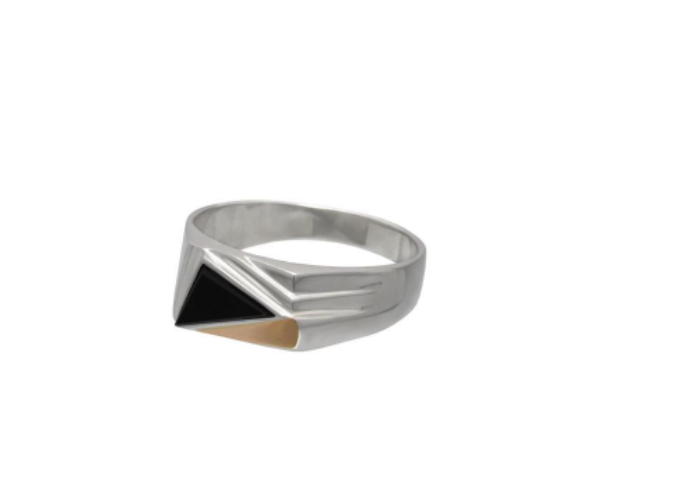 Мужской серебряный перстень с золотой пластиной Рамсес 16,5