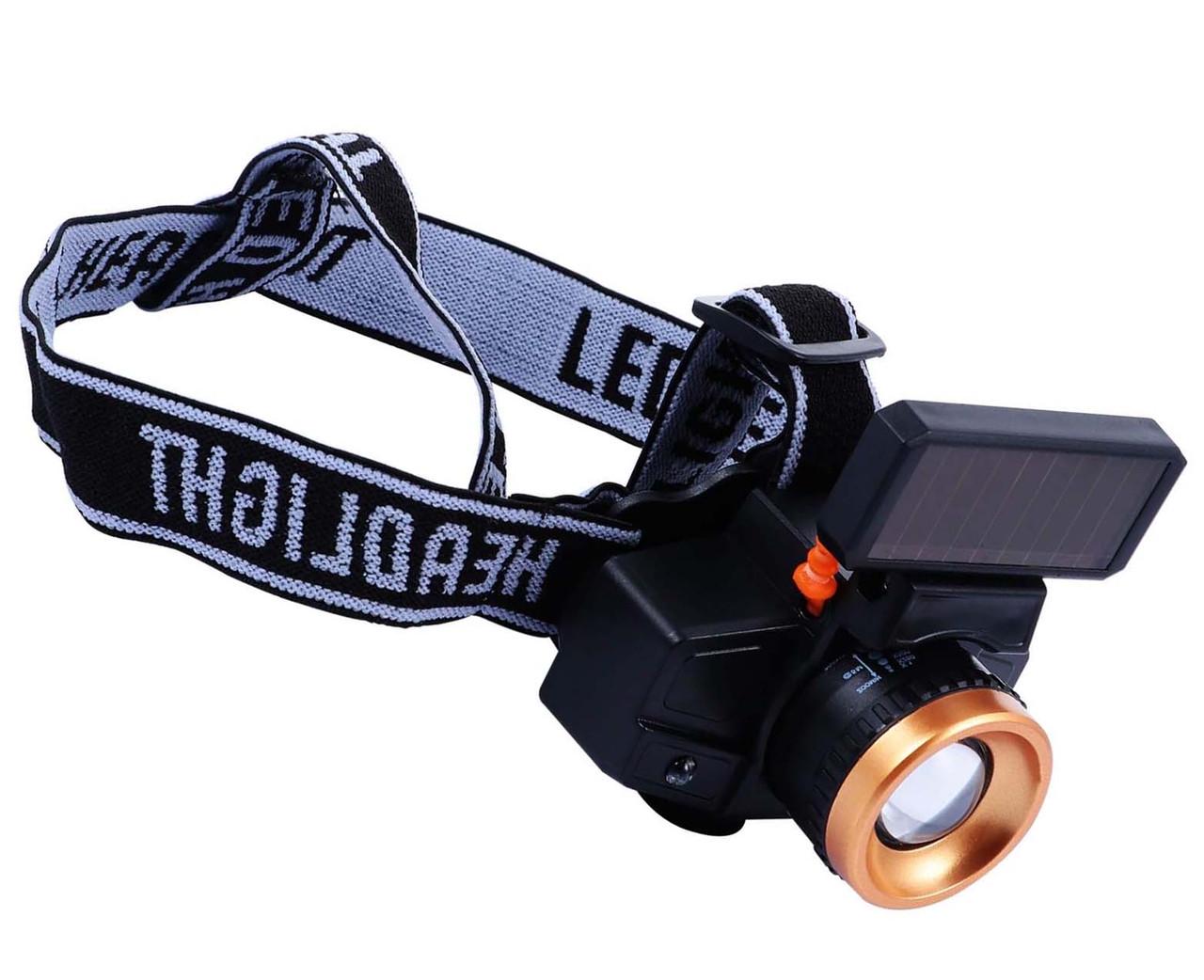 Налобний ліхтарик з сонячною панеллю і датчиком руху POCKETMAN