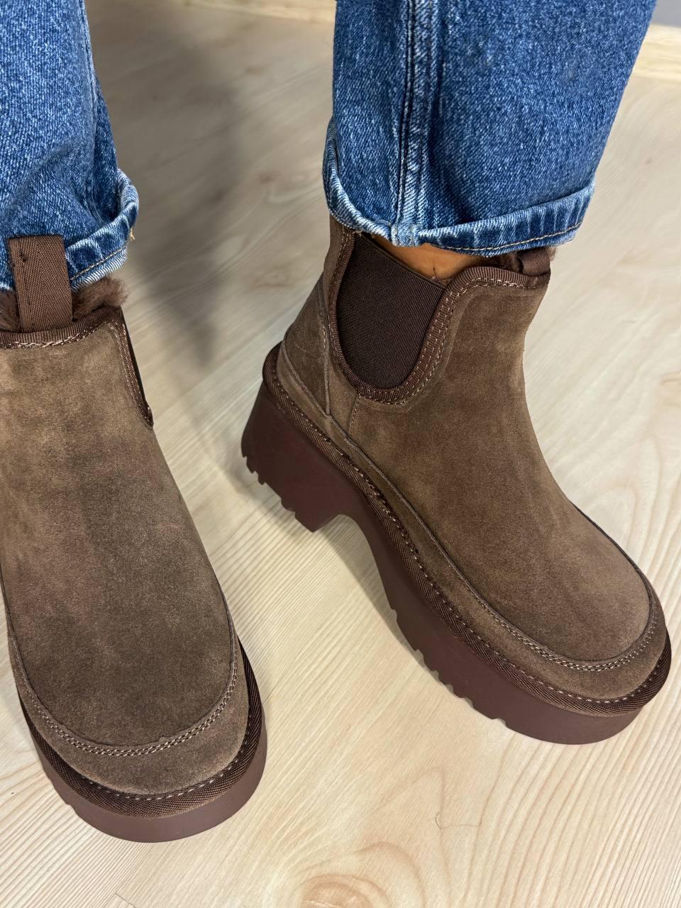 Ботинки женские Hengji 002-7 замшевые на меху высокие р. 38 Коричневый (5428) - фото 8