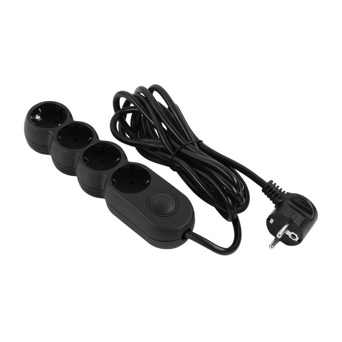 Подовжувач із захистом 2E U04VESM3BK 4 розетки 10А 3 м Чорний (28606398) - фото 1 Подовжувач із захистом 2E U04VESM3BK 4 розетки 10А 3 м Чорний (28606398) - фото 1