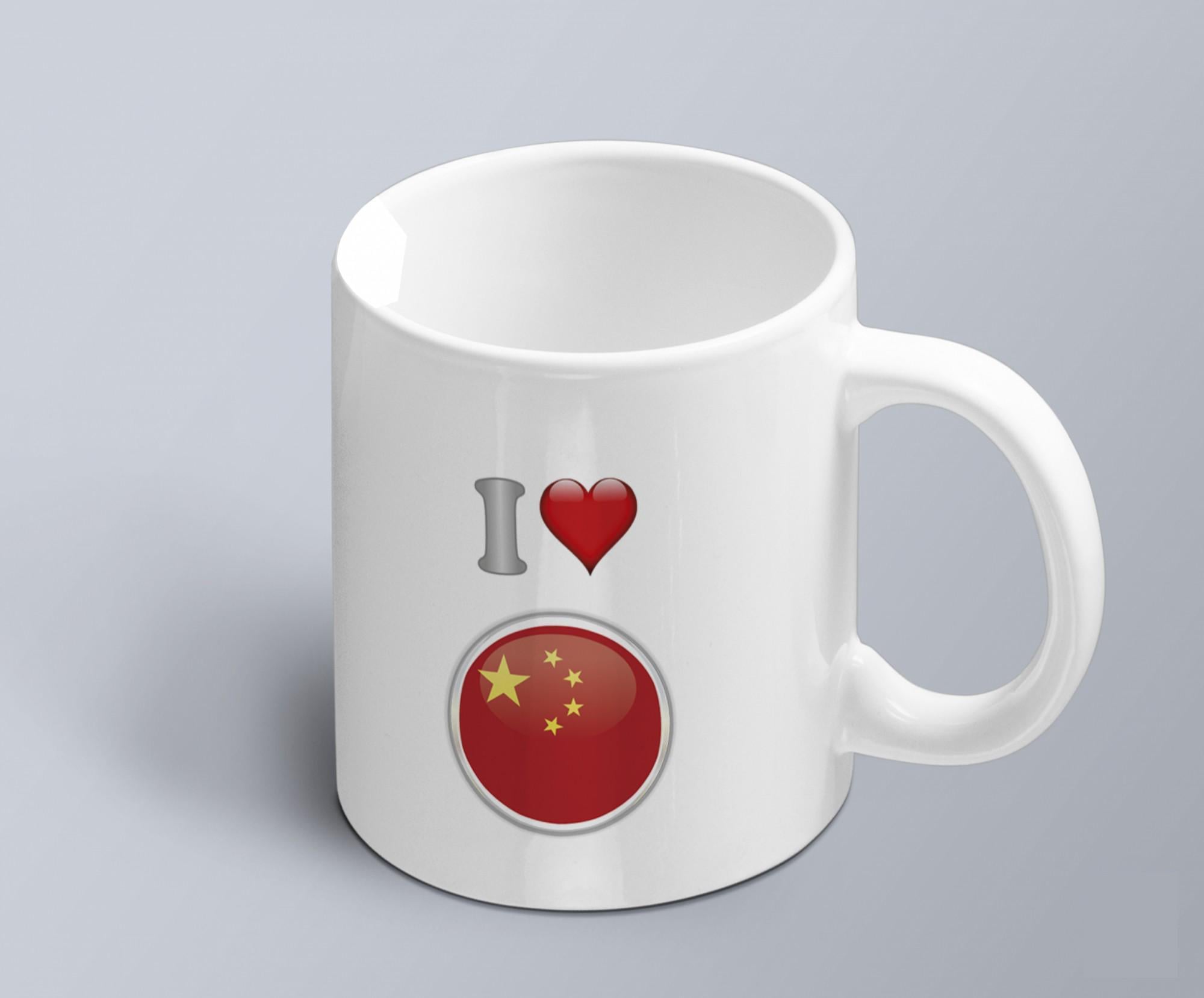 Чашка с принтом я люблю Китай с изображением флага (02010109013)