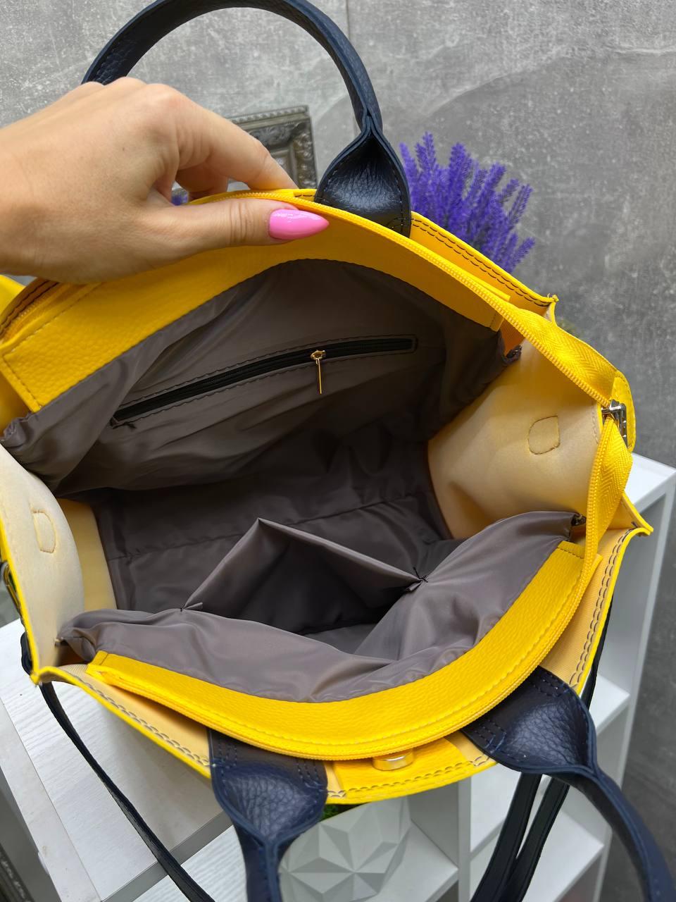 Сумка тоут женская через плечо большая классическая вмещает А4 Желтый - фото 5 Сумка тоут женская через плечо большая классическая вмещает А4 Желтый - фото 5