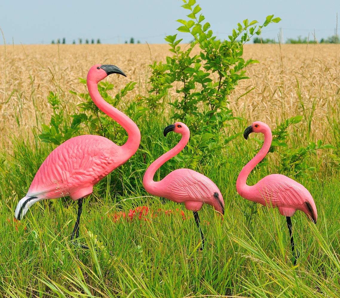 Садовая фигура Семья фламинго №2 на металлических лапах (Pb23-22№2.de)