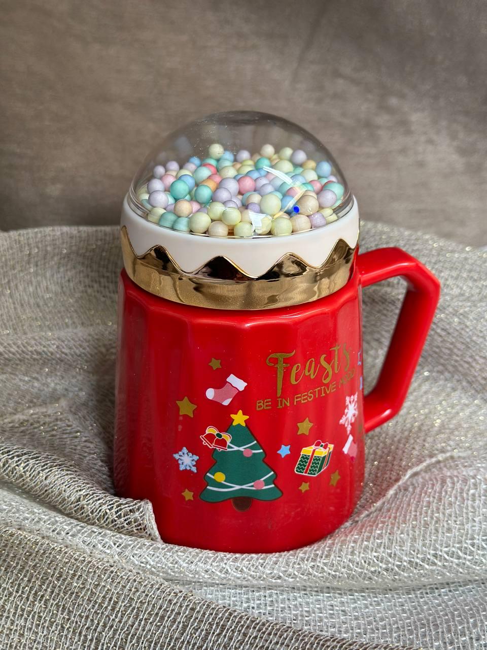 Чашка новогодняя Christmas mood фарфоровая с крышкой 360 мл (R33369-3)