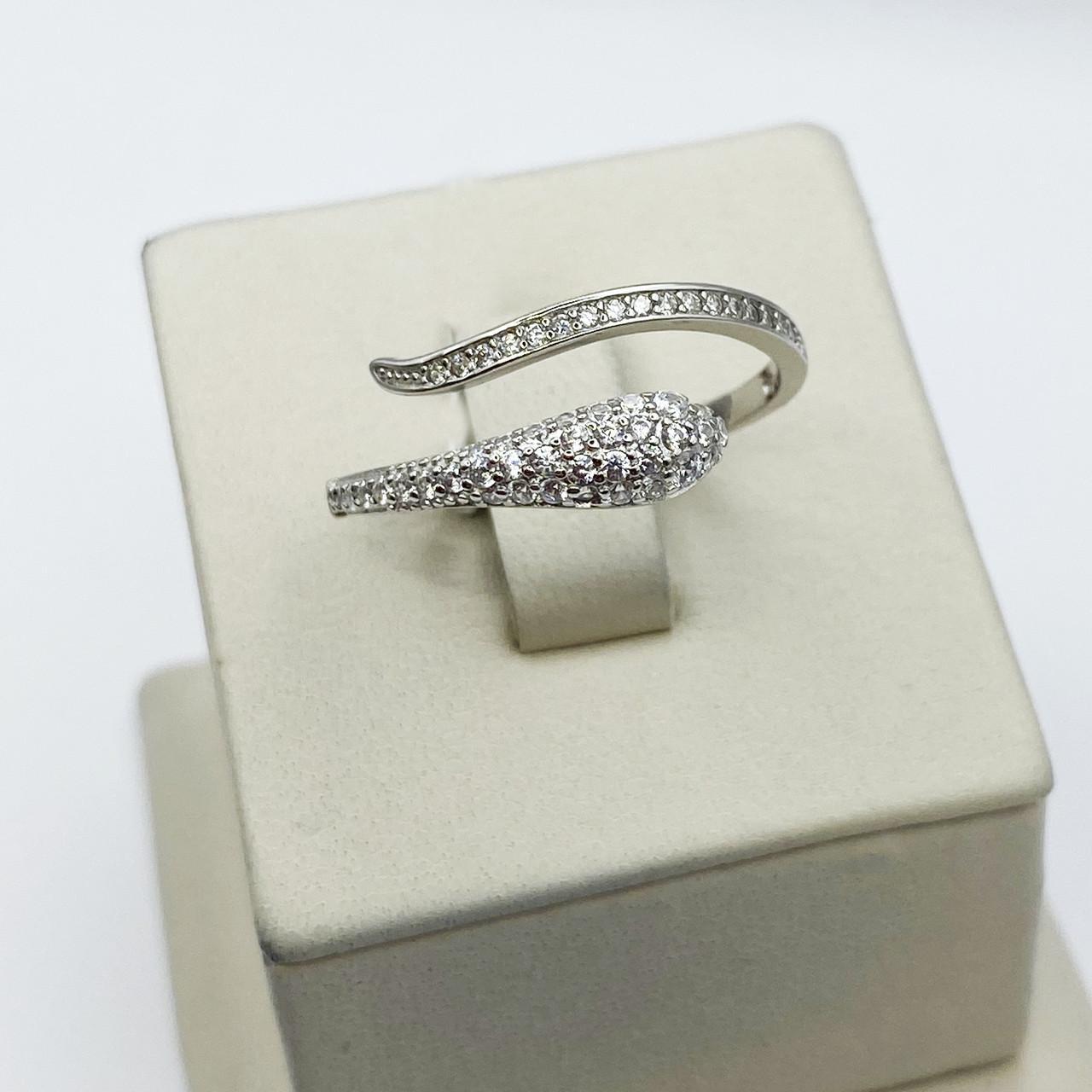 Кольцо серебряное с кубическим цирконием Змея 18 2,16 г (2081499574)