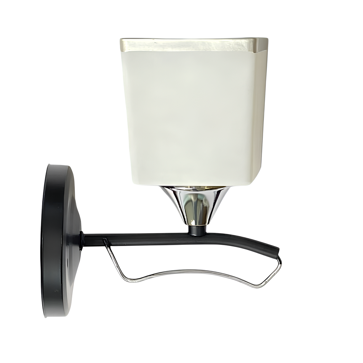 Бра Valeso с металлическим каркасом и стеклянным плафоном под лампу Е27 Черный/Хром (B-6954B/1)