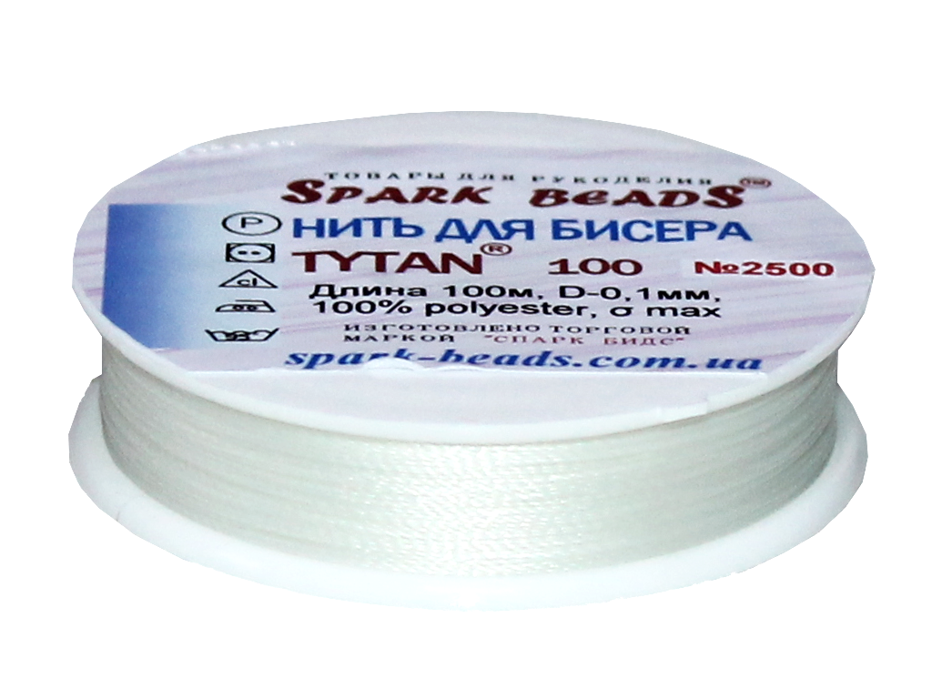 Нитки для бісеру TYTAN № 2500 0,1 мм 100 м Білий