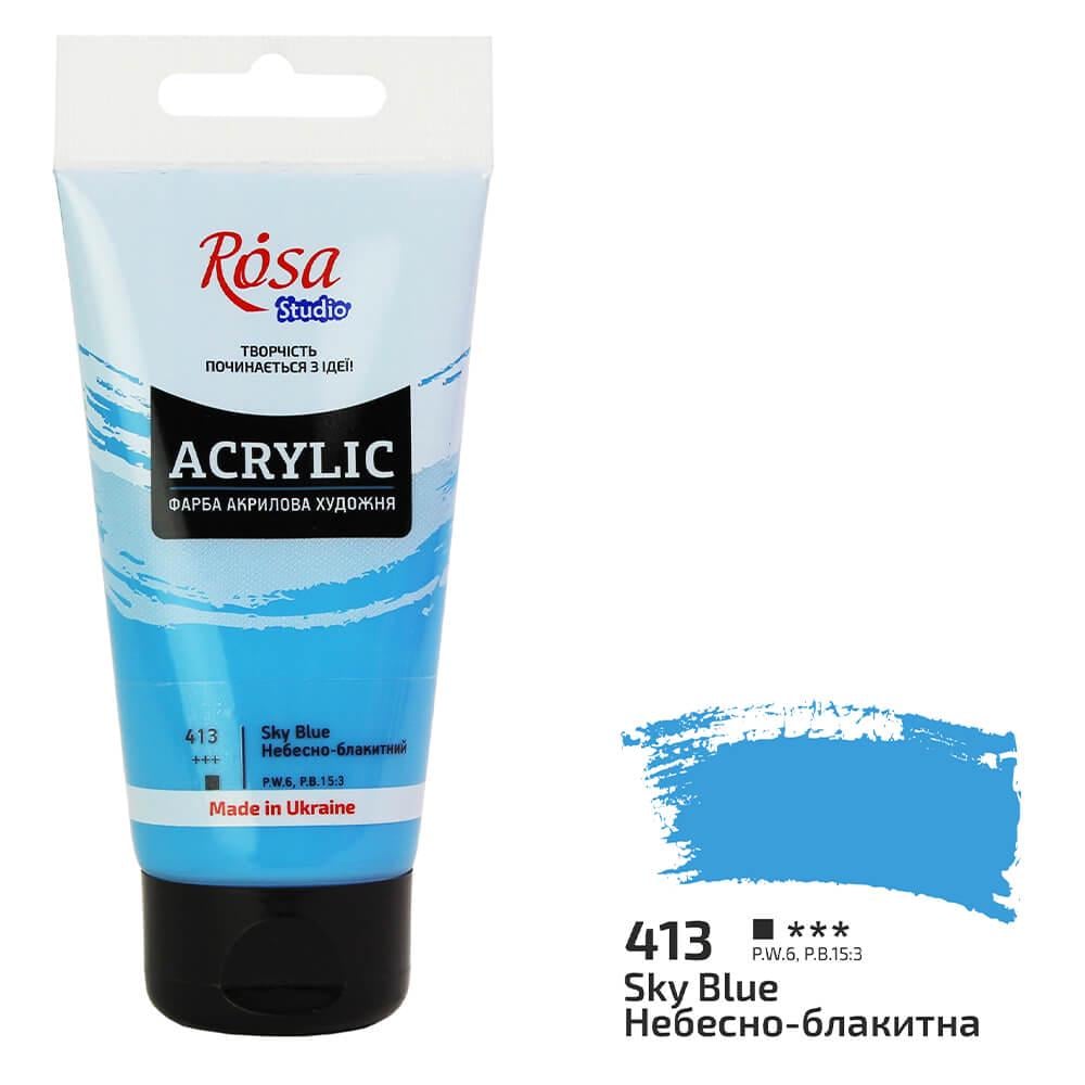 Акрилова фарба Rosa Studio 413 75 мл Небесно-блакитний (32241413) - фото 1 Акрилова фарба Rosa Studio 413 75 мл Небесно-блакитний (32241413) - фото 1