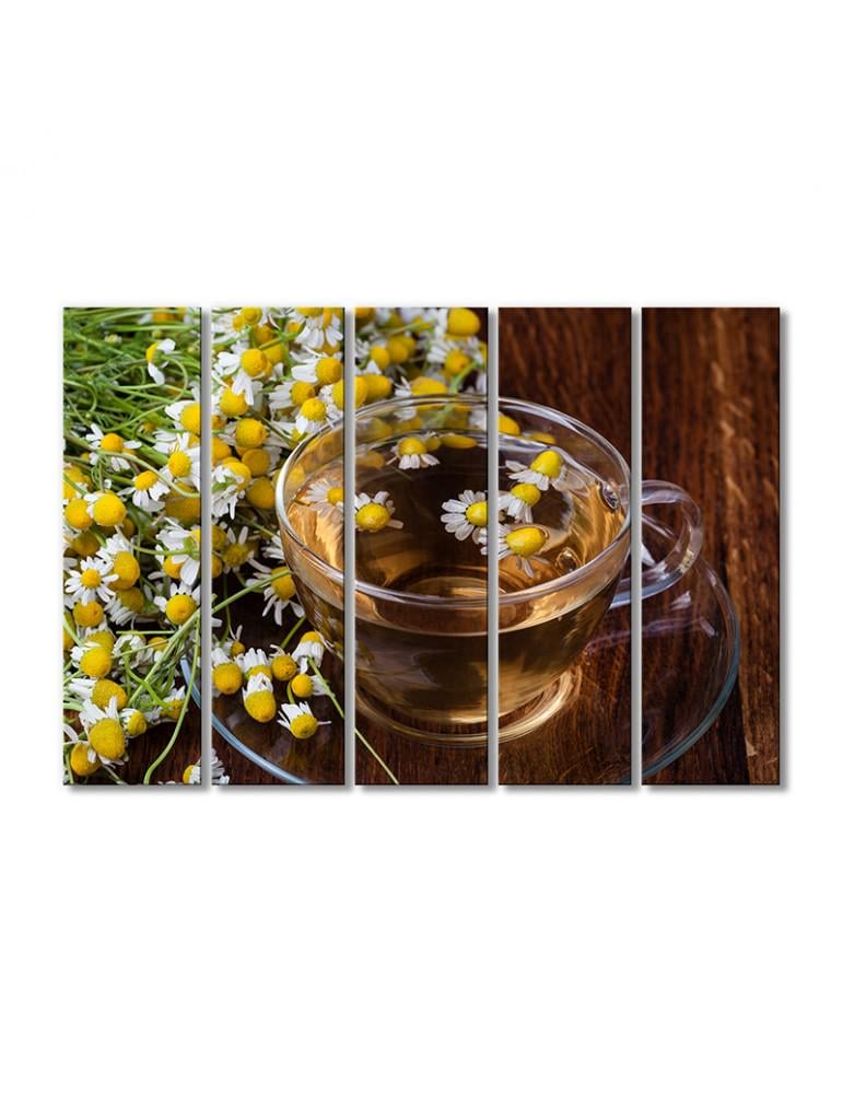 Картина модульная Ромашковый чай 5 модулей 80x120 см (142009Eda_i_napitki0003)