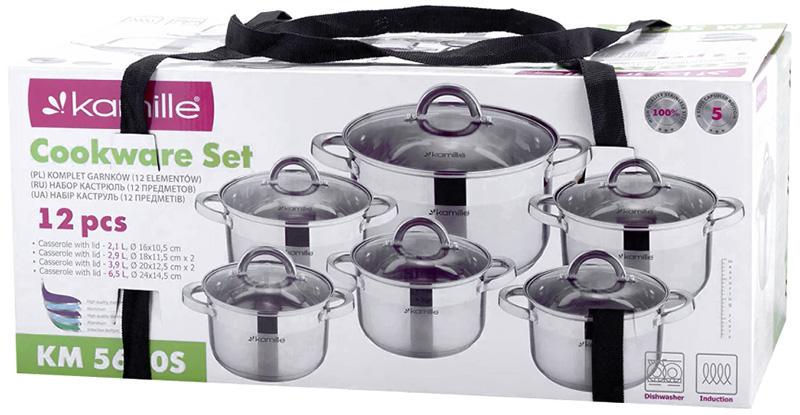 Набір кухонного посуду Kamille Mystery з кришками 6 шт. - фото 5 Набір кухонного посуду Kamille Mystery з кришками 6 шт. - фото 5