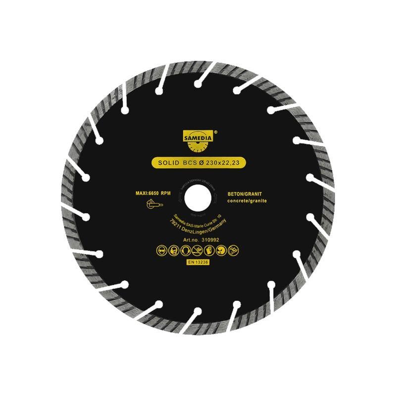 Диск алмазный отрезной Samedia BCS 230x3x22,2 мм по бетону/камню/кирпичу (INKRUM00ST2302430S)