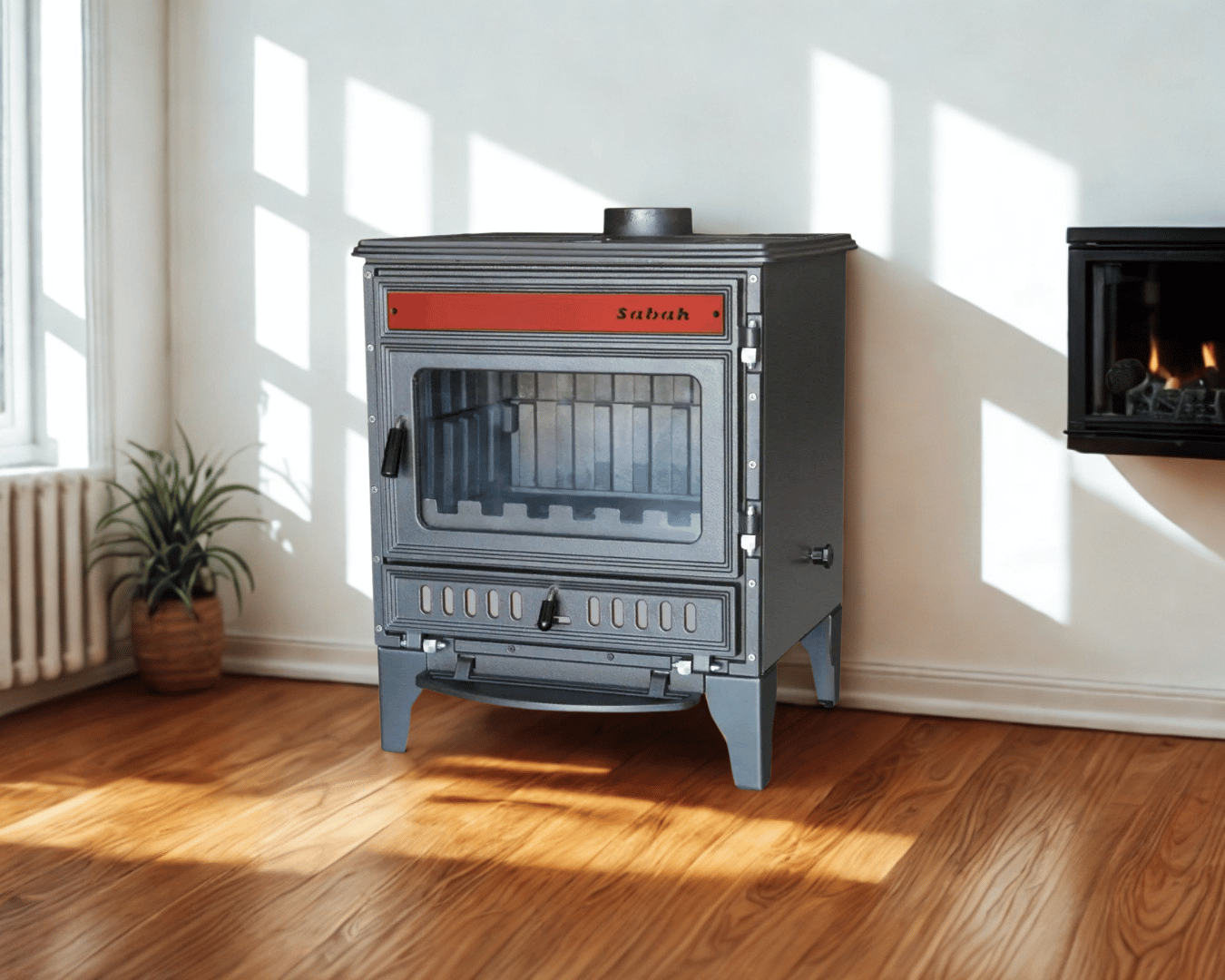 Чавунна піч Sabah SABAH S106 3D з конфоркою і чавунними дверцятами та топкою 12,5 кВт - фото 3