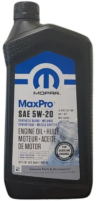 Моторна олива Mopar Maxpro SAE 5W-20 1 л (68518202AA)