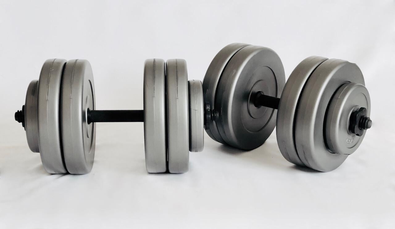 Гантели WCG в пластике 2х23 кг Серый (339275413571) - фото 1 Гантели WCG в пластике 2х23 кг Серый (339275413571) - фото 1