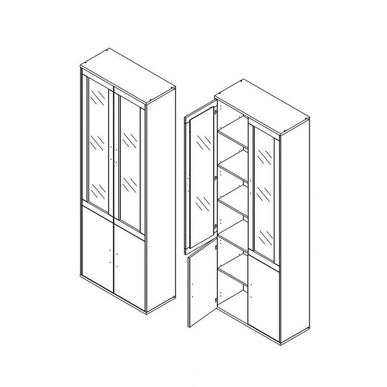 Пенал-вітрина Гербор Кабі REG 2W2D/79/220 Попелястий/Антрацит (GRB-1060) - фото 2