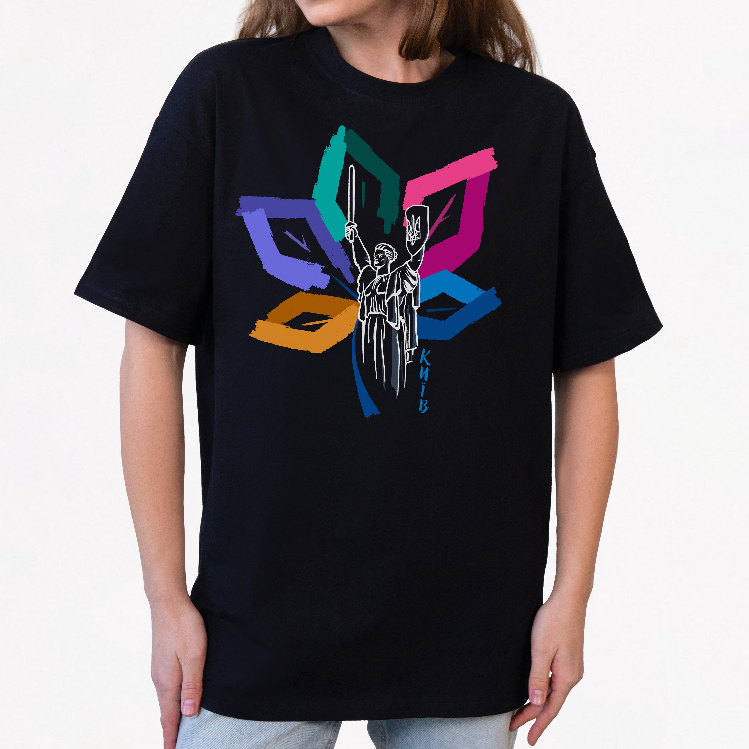Футболка женская Малюнки Родина-Мать 2XL Разноцветный/Черный (570033)