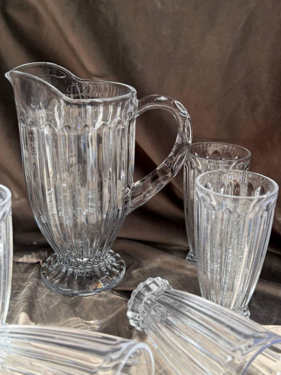 Набор питьевой стеклянный YIWU кувшин 1,1 л/стакана 300 мл 7 предметов Прозрачный (HP-19-39) - фото 3 Набор питьевой стеклянный YIWU кувшин 1,1 л/стакана 300 мл 7 предметов Прозрачный (HP-19-39) - фото 3