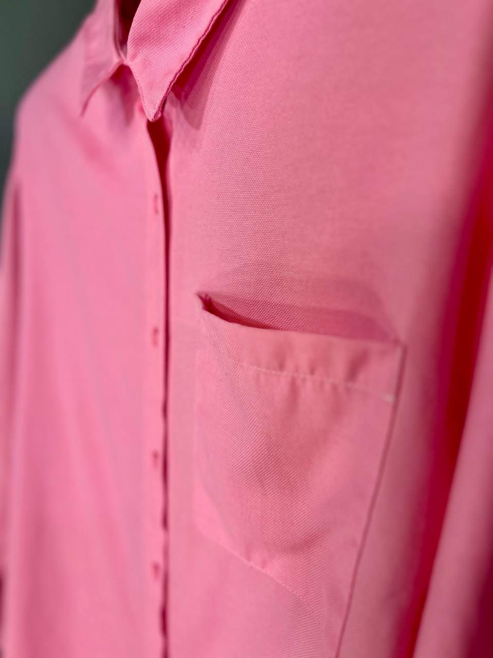 Рубашка женская MIX RAY 9942 базовая удлиненная спинка оверсайз с карманом M Розовый (1299) - фото 7 Рубашка женская MIX RAY 9942 базовая удлиненная спинка оверсайз с карманом M Розовый (1299) - фото 7