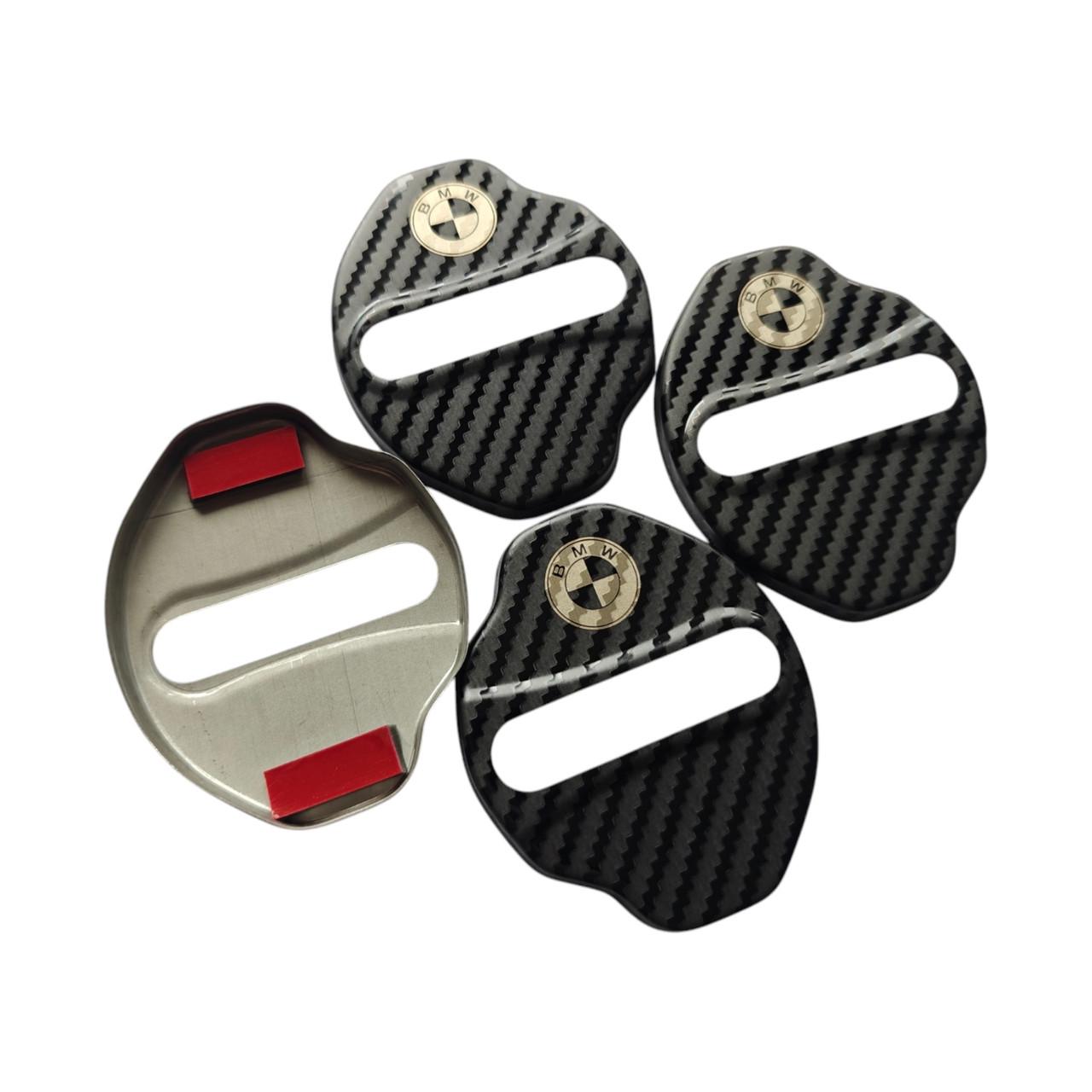Накладки на дверной замок с логотипом BMW 01 4 шт. Карбон (2404821762)