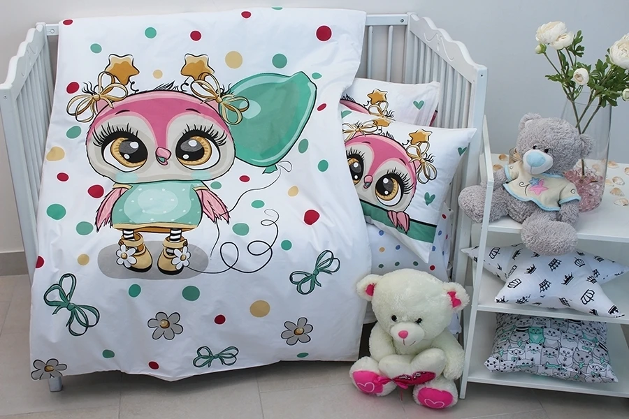 Комплект постельного белья для младенцев TAGtekstil Сова хлопок Little owl 100x140 см Розовый (18093)