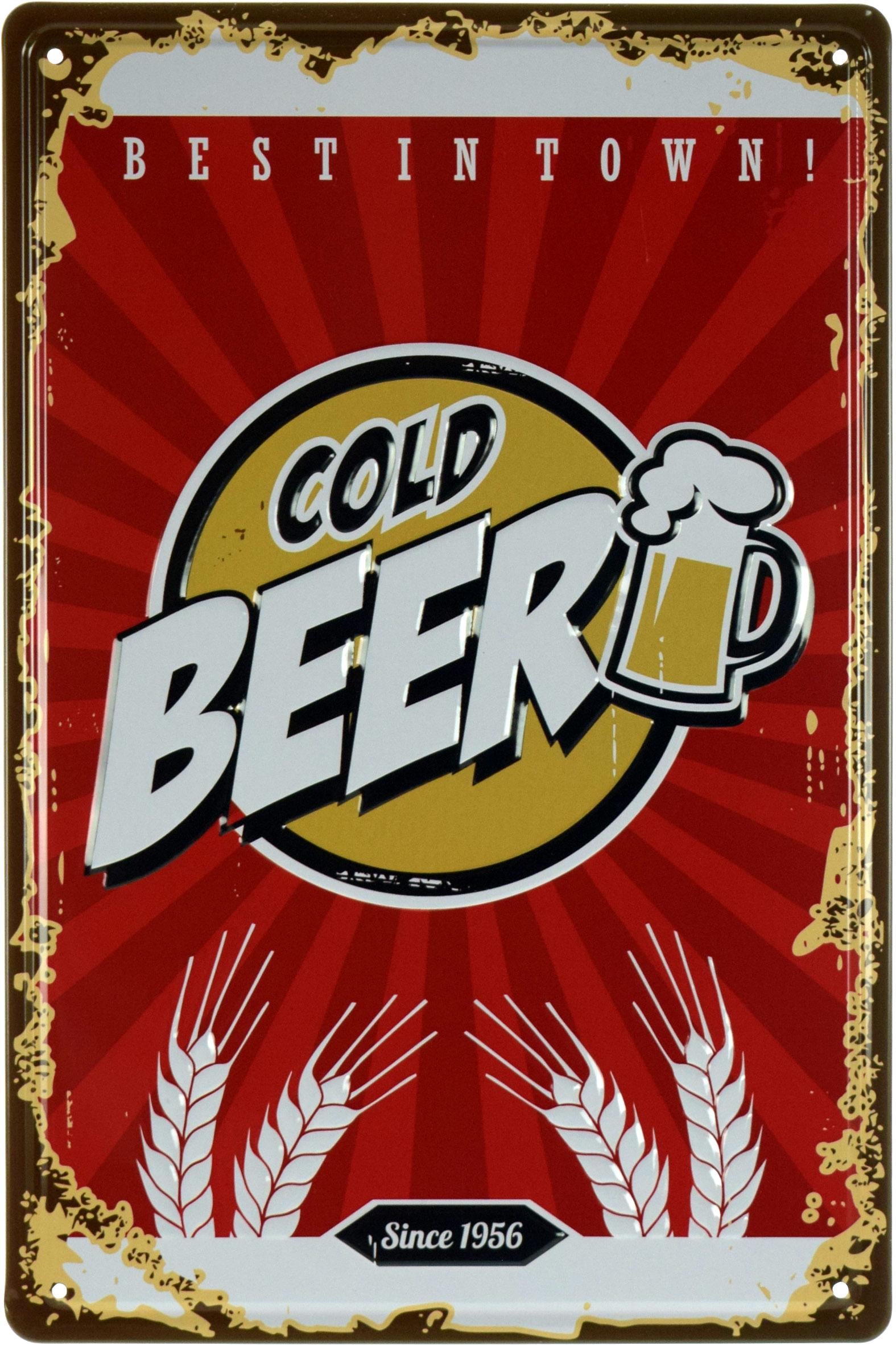 Табличка металлическая Лучшее В Городе Холодное Пиво/Best In Town Cold Beer 20x30 см