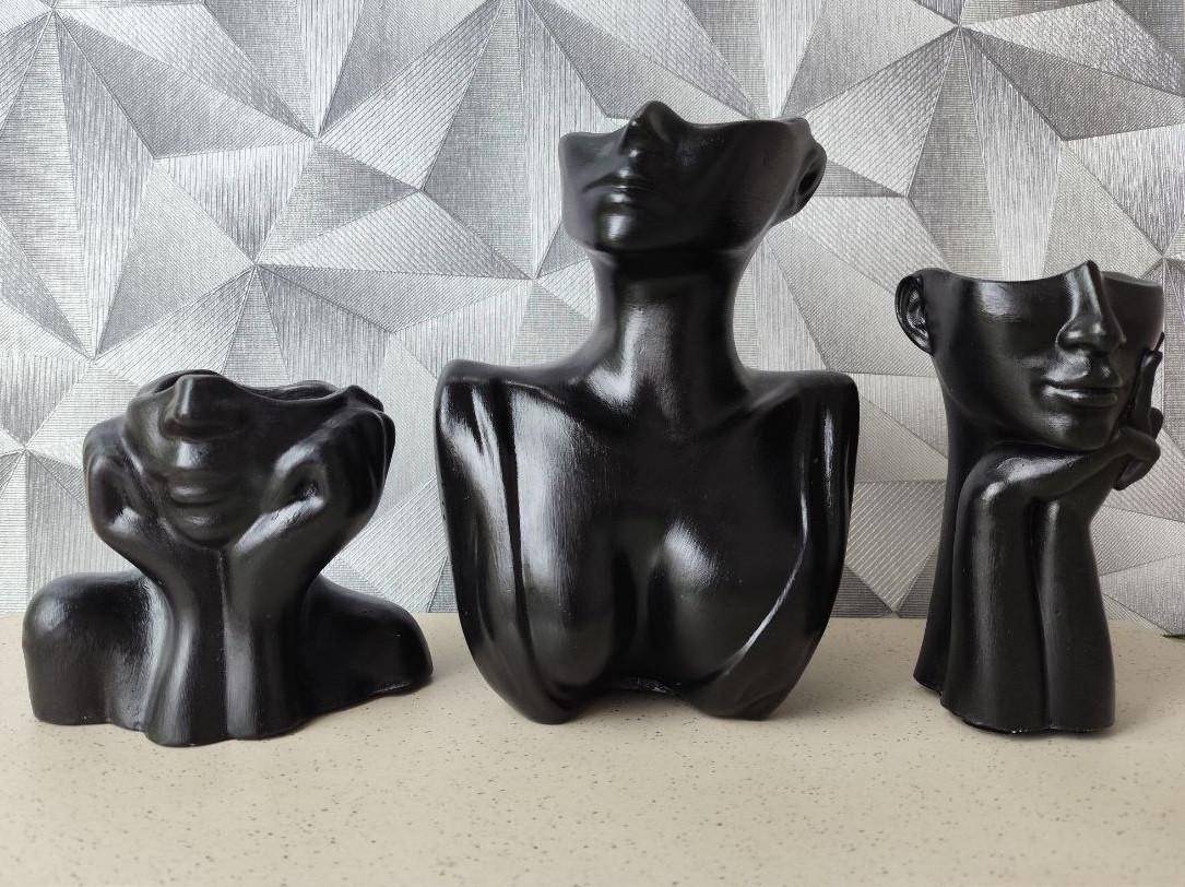 Набор декоративных ваз Женщина бюст/лицо в современном стиле арт-декор ручной работы Черный (2749657750) Набор декоративных ваз Женщина бюст/лицо в современном стиле арт-декор ручной работы Черный (2749657750)