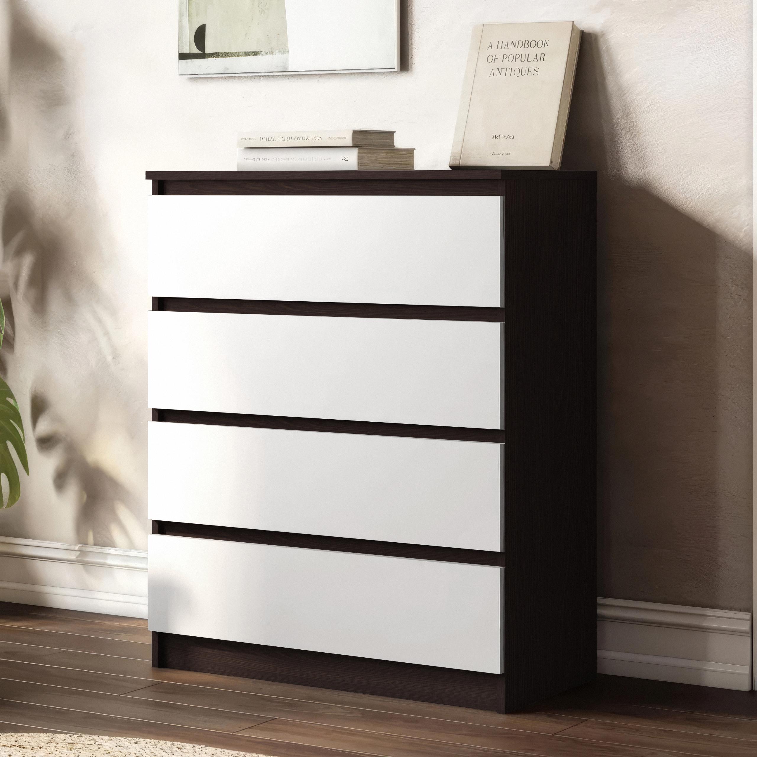 Комод на 4 ящика без ручек FT-215 800х400х1000 мм Венге Магия/Белый - фото 1 Комод на 4 ящика без ручек FT-215 800х400х1000 мм Венге Магия/Белый - фото 1