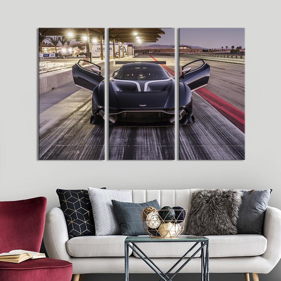 Картина на холсте триптих Авто Aston Martin Вулкан 78x48 см (1410-31)