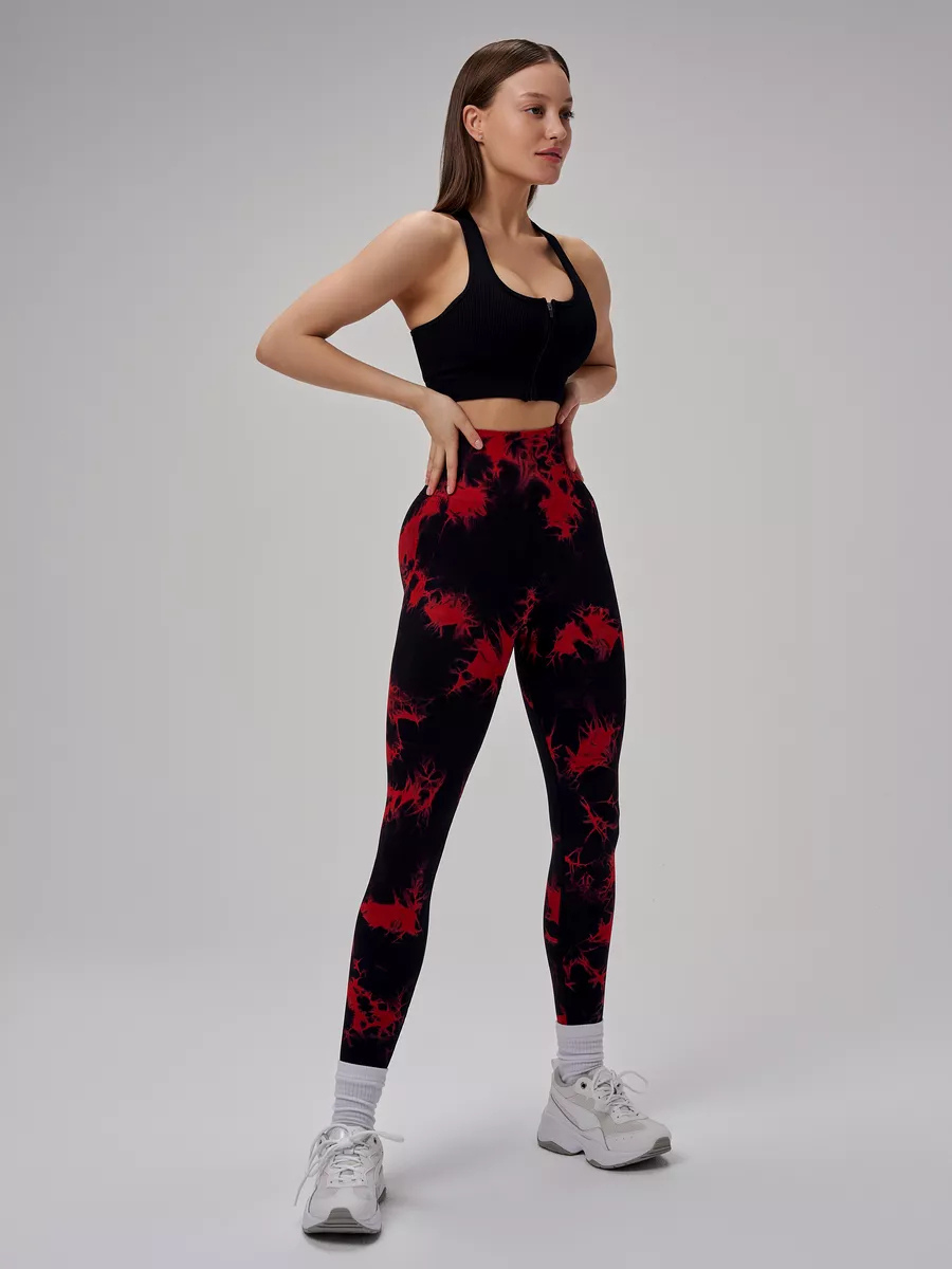 Лосини мармурові для тренувань з ефектом пуш ап з високою талією S Чорно-червоний (70173/S) - фото 3 Лосини мармурові для тренувань з ефектом пуш ап з високою талією S Чорно-червоний (70173/S) - фото 3