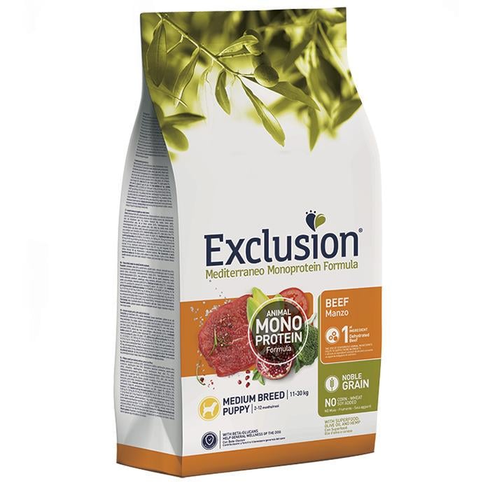 Корм сухой Exclusion Puppy Beef Medium Breed для щенков средних пород 3 кг