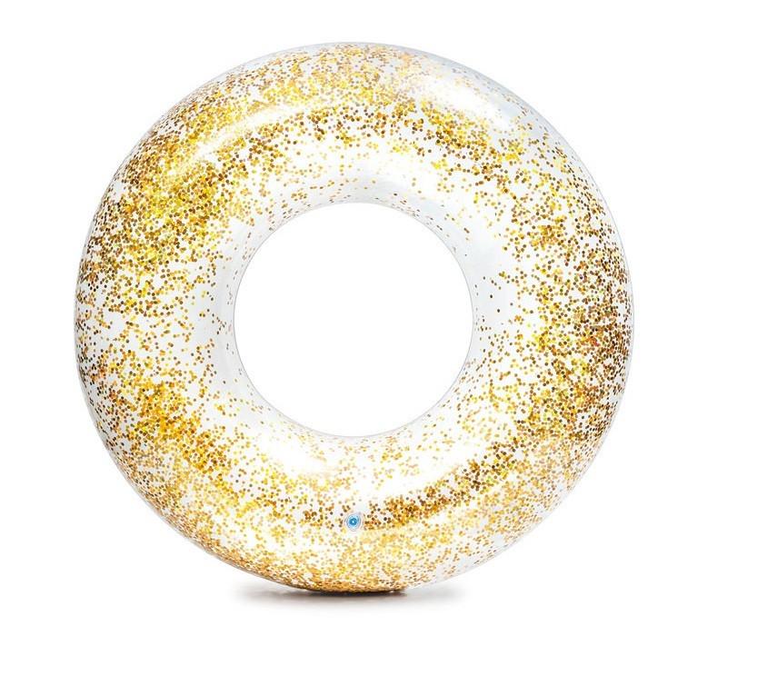 Надувне коло Intex 56274 із блискітками та силіконовим клапаном Прозорий (57-9-56274 мікс)