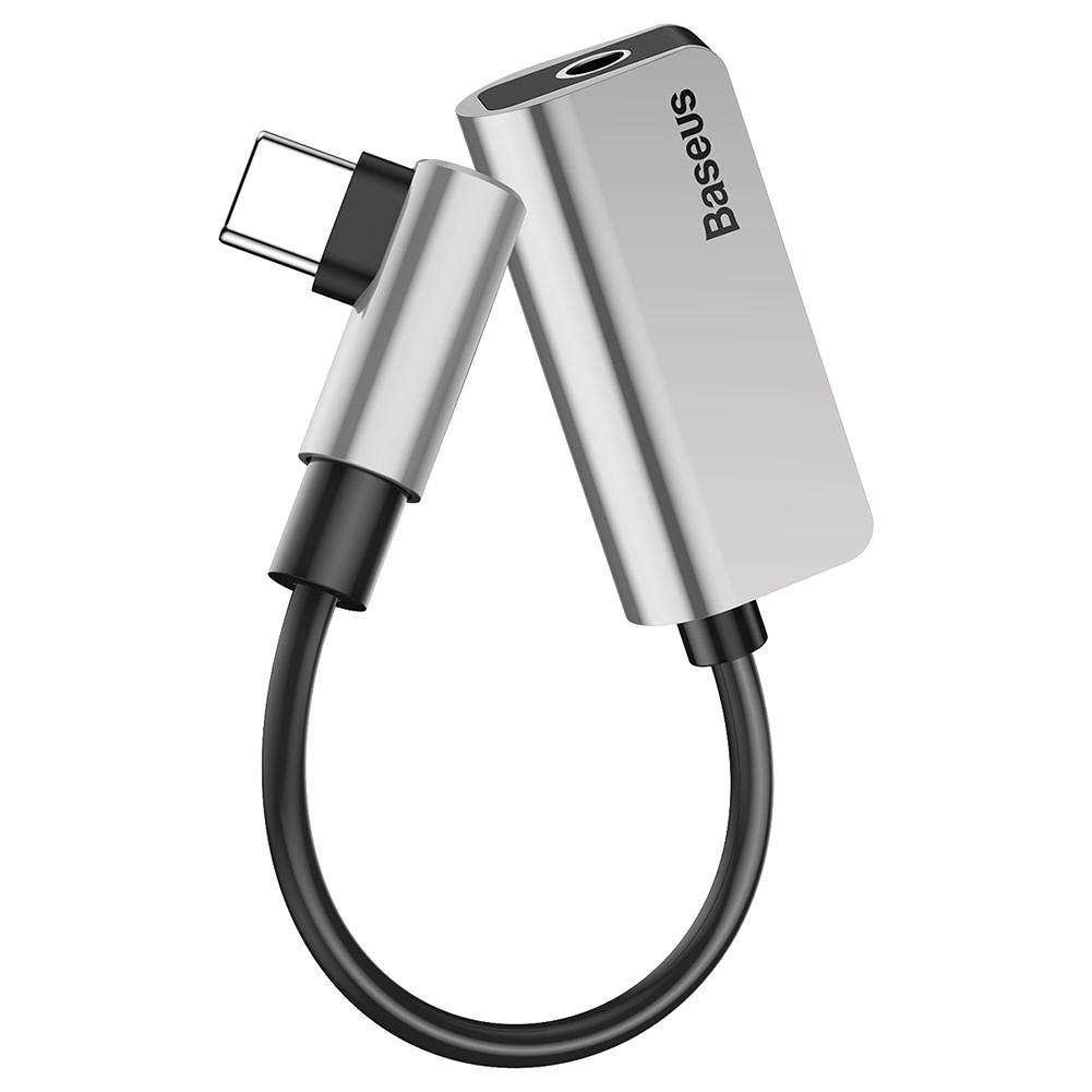 Перехідник Baseus Type-C Male to Female з кутовим коннектором Сріблястий