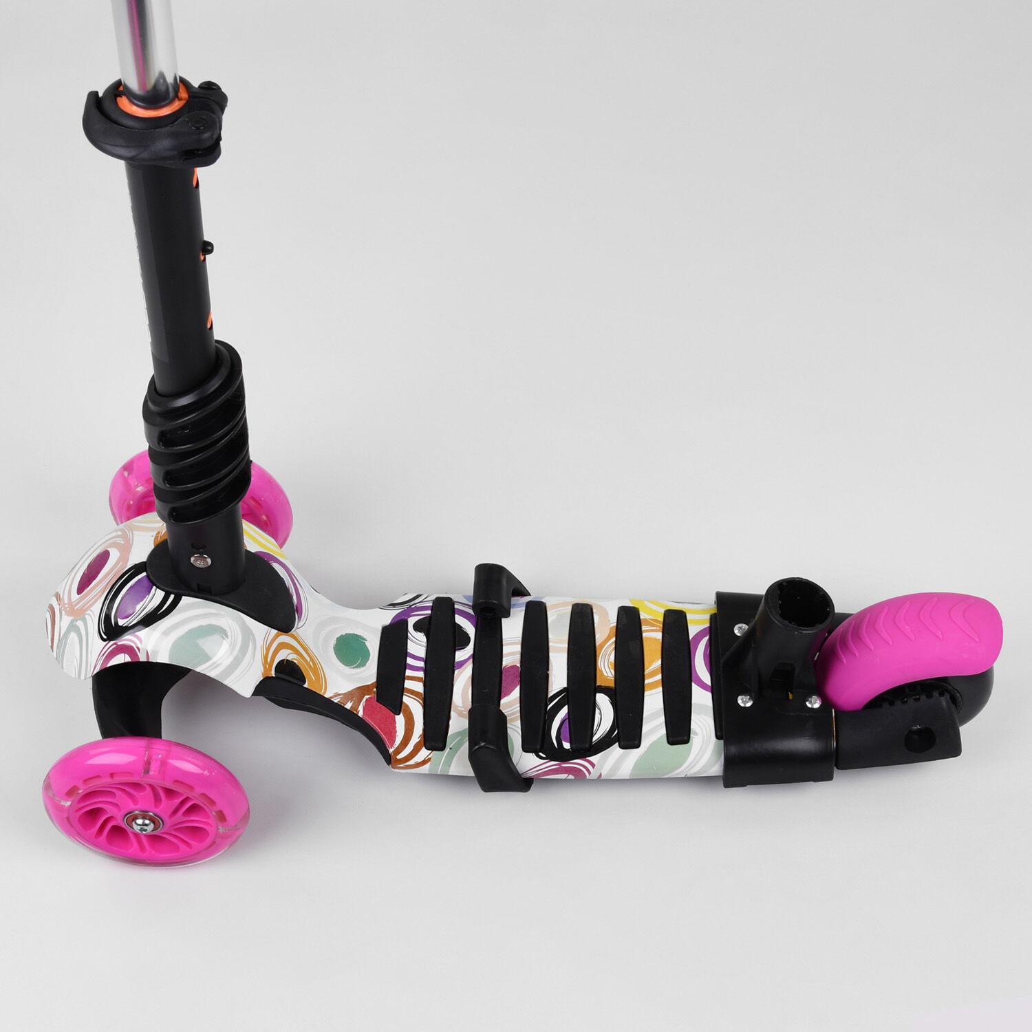 Самокат дитячий Best Scooter 5в1 з PU колесами та підсвічуванням Black/Pink (100055) - фото 4