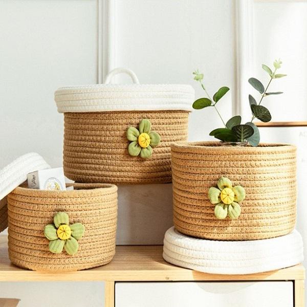 Набір органайзера з кришками 24/21/18 см Коричнево-білий (KA00881) - фото 2 Набір органайзера з кришками 24/21/18 см Коричнево-білий (KA00881) - фото 2