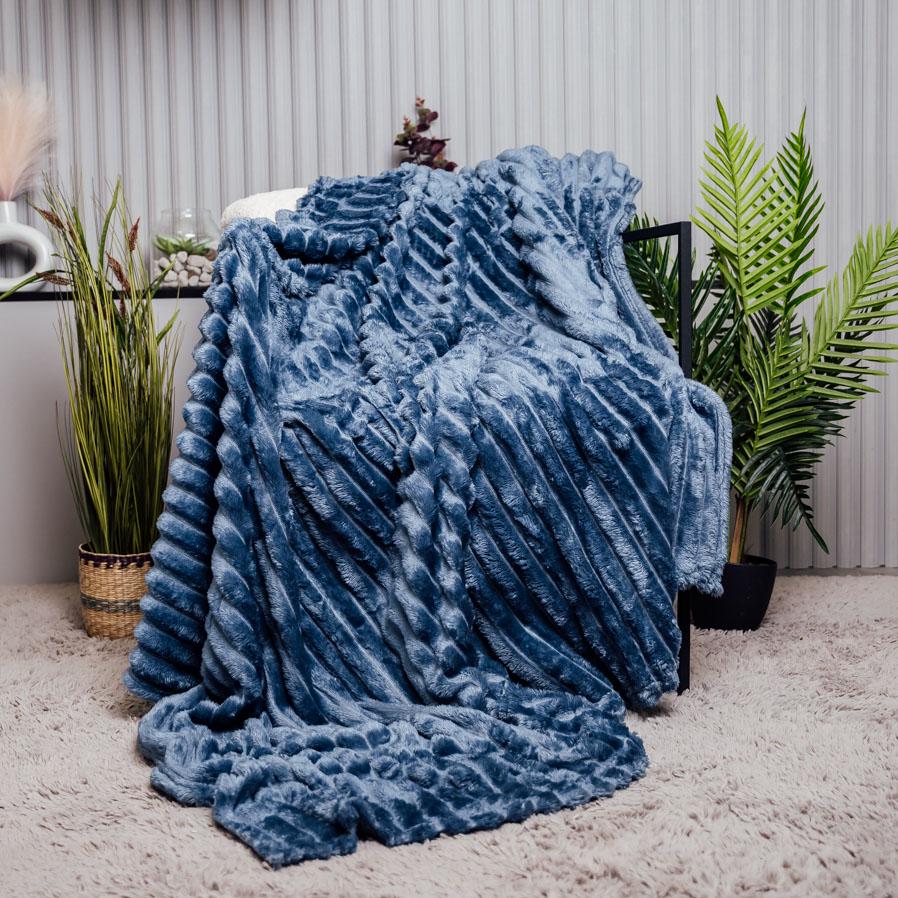 Плед Полоска евро Синяя волна (10512) Плед Полоска евро Синяя волна (10512)