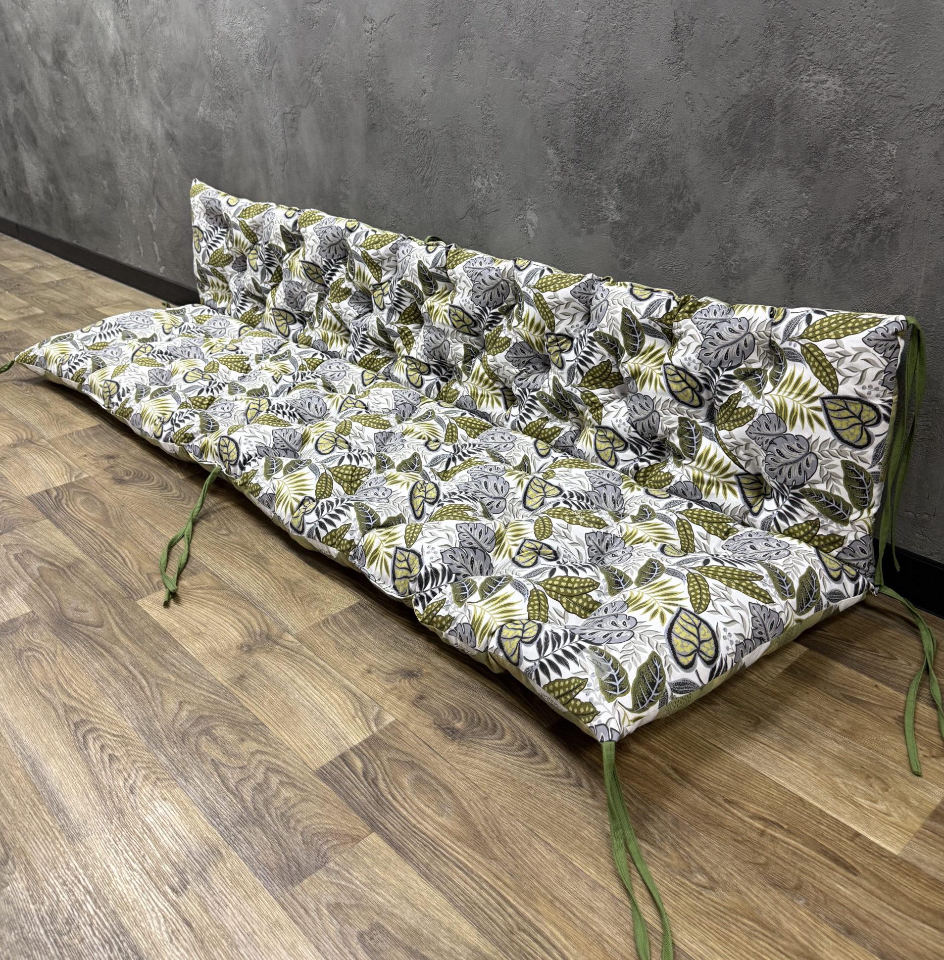 Подушка с каретной стяжкой Comfort Home Monstera на поддоны/качели/каркасы/садовую мебель панама 100х50х50 см