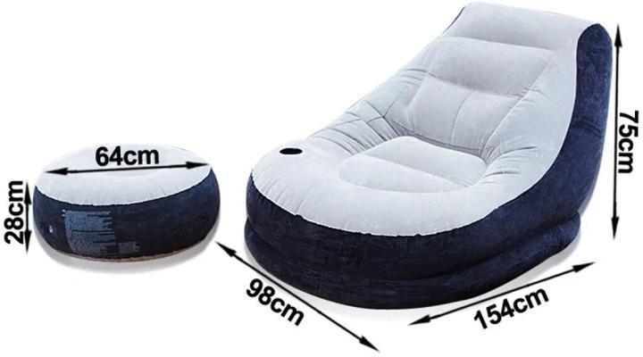 Надувне крісло з підсклянником Intex 68564 Ultra Lounge з пуфиком 154х98 см Сіро-чорний - фото 3 Надувне крісло з підсклянником Intex 68564 Ultra Lounge з пуфиком 154х98 см Сіро-чорний - фото 3