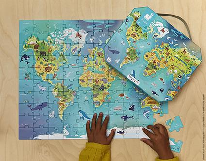 Пазл Janod Карта мира 100 элементов 50х40 см (J02607) - фото 4 Пазл Janod Карта мира 100 элементов 50х40 см (J02607) - фото 4