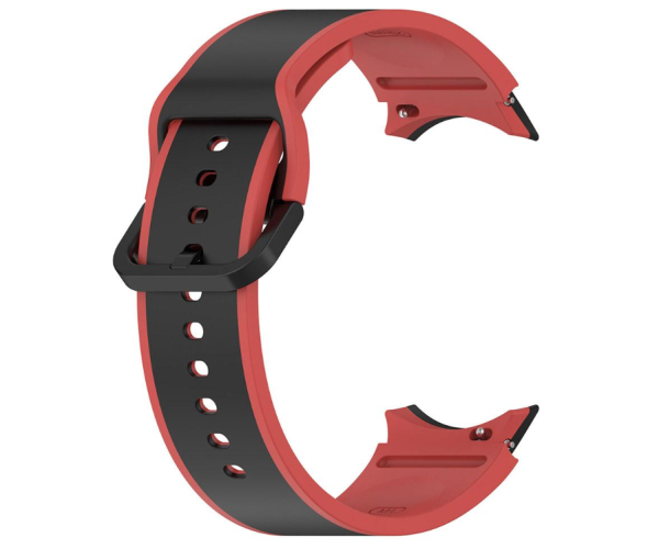 Ремешок силиконовый Silicone Dual Color для смарт-часов Samsung Galaxy Watch 6/5/4 22 мм Черно-красный Ремешок силиконовый Silicone Dual Color для смарт-часов Samsung Galaxy Watch 6/5/4 22 мм Черно-красный