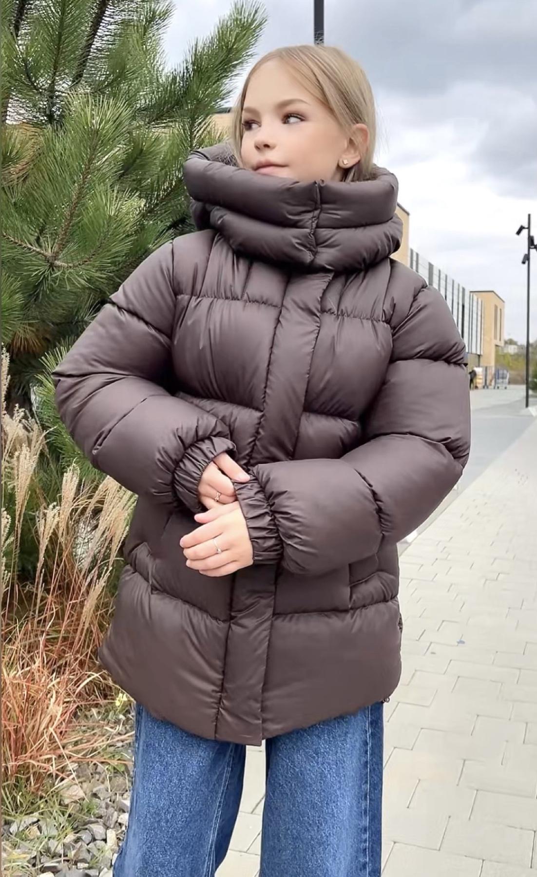 Куртка для дівчинки зимова 152 см Коричневий (127259)
